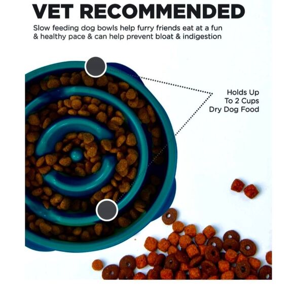 Outward Hound Non-Skid Plastic Slow Feeder Interactive Dog Bowl - Picture 3 of 4